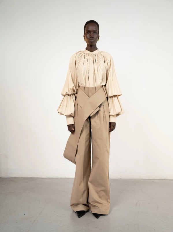 Al Ola (Glory) shirt with pleats Beige