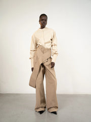 Al Ola (Glory) shirt with pleats Beige