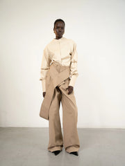 Al Ola (Glory) shirt with pleats Beige