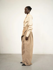 Al Ola (Glory) shirt with pleats Beige