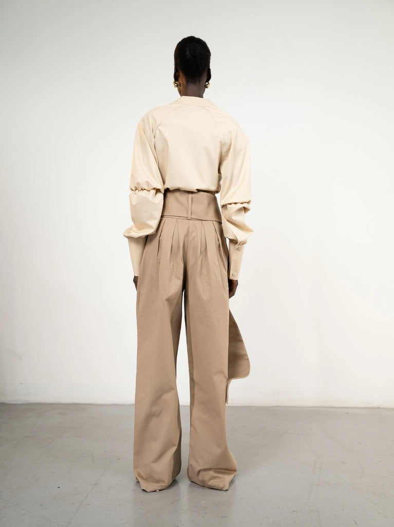 Al Ola (Glory) shirt with pleats Beige