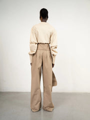 Al Ola (Glory) shirt with pleats Beige